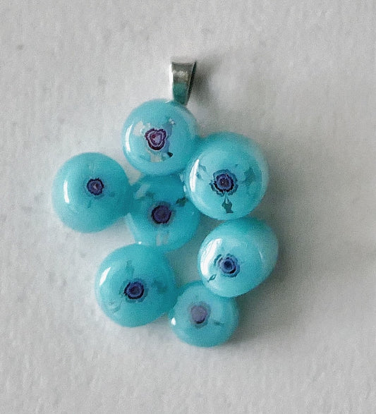 Aqua and Purple Cluster Pendant (Sterling Silver) (PENDANT ONLY)