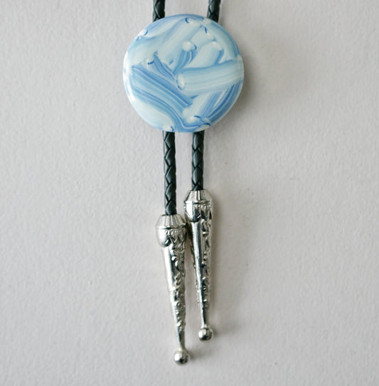 Denim Blue and White Brushstrokes Bolo Tie #1