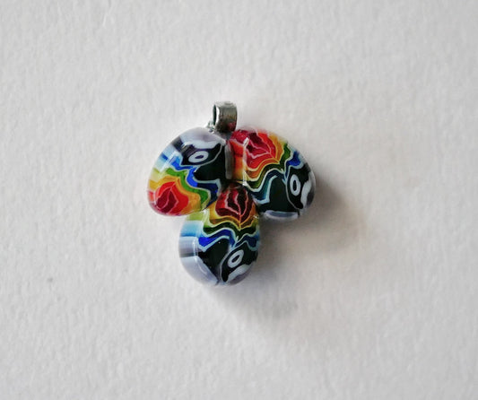 Rainbow Cluster Pendant with Leaf Bail (Sterling Silver) (PENDANT ONLY)