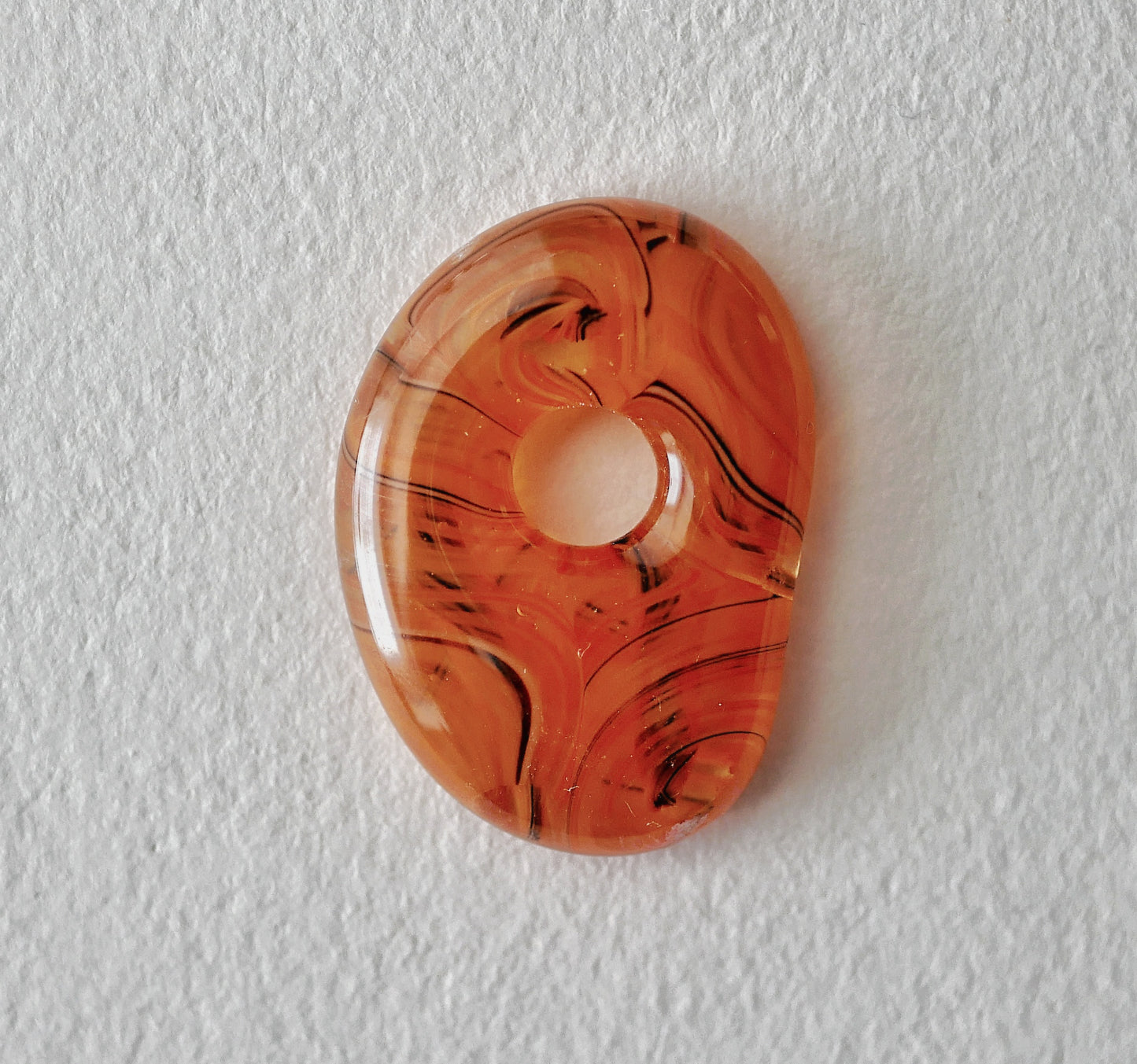 Swirling Orange Blob Pendant with Hole #1 (PENDANT ONLY)