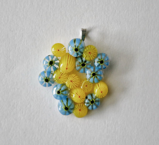 Blue and Yellow Cluster Pendant (Sterling Silver) (PENDANT ONLY)