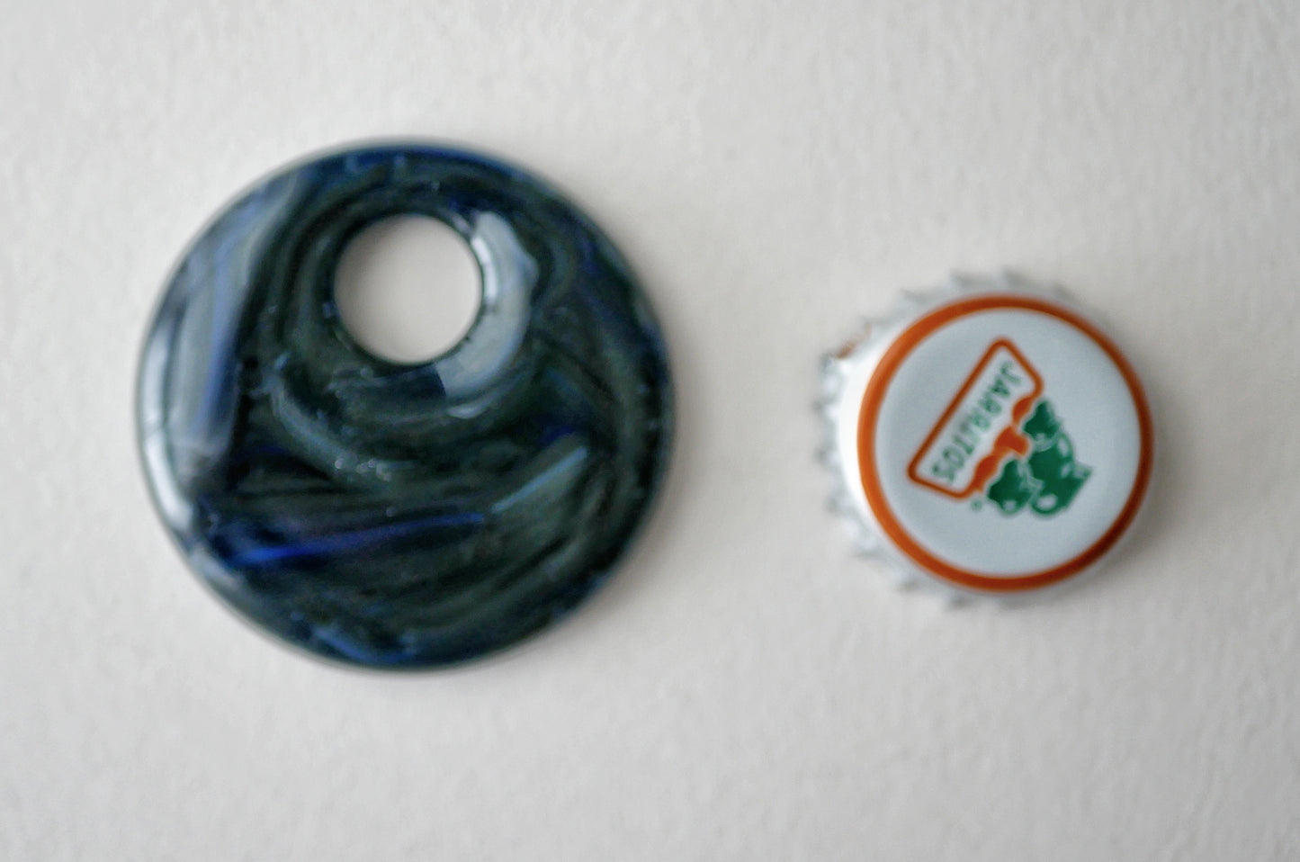 Round Pendant: Blue and Black Brushstrokes #1 (PENDANT ONLY)
