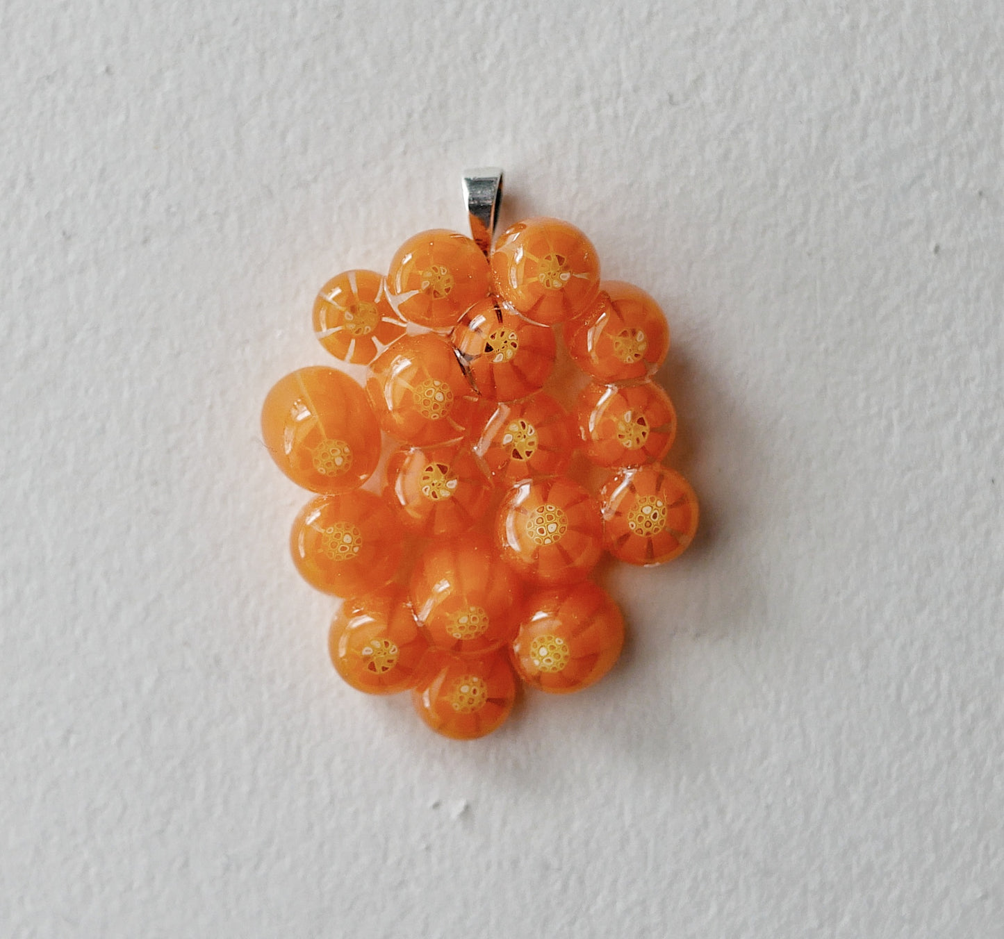 Orange Floral Cluster Pendant (Sterling Silver) (PENDANT ONLY)