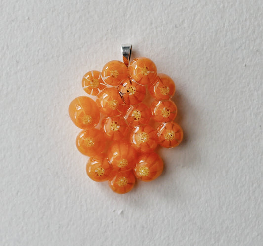 Orange Floral Cluster Pendant (Sterling Silver) (PENDANT ONLY)