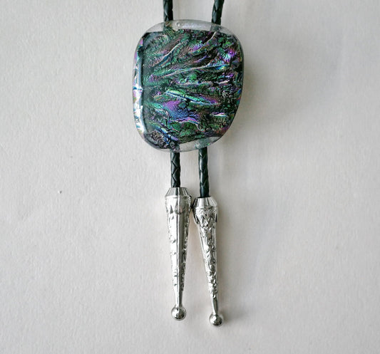 Dichroic Cool Color Bolo Tie #6