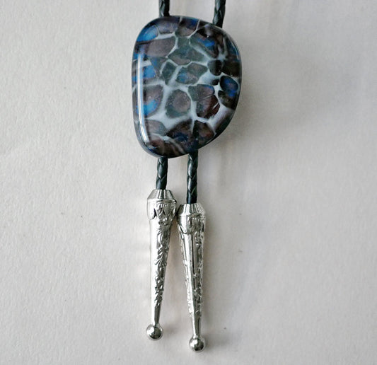 Copper Reaction (Blue, Brown and White) Bolo Tie #6