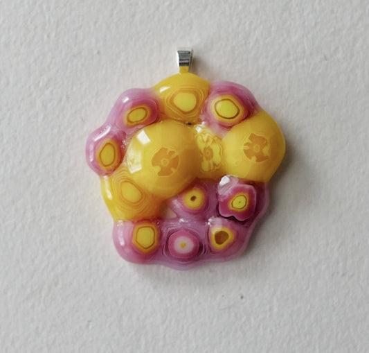Pink and Yellow Cluster Pendant (Sterling Silver) (PENDANT ONLY)