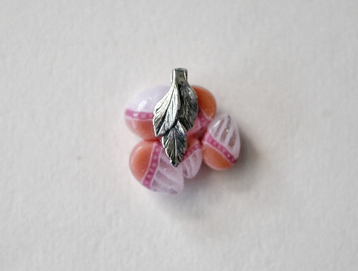 Pink Cluster Pendant with Leaf Bail (Sterling Silver) (PENDANT ONLY)