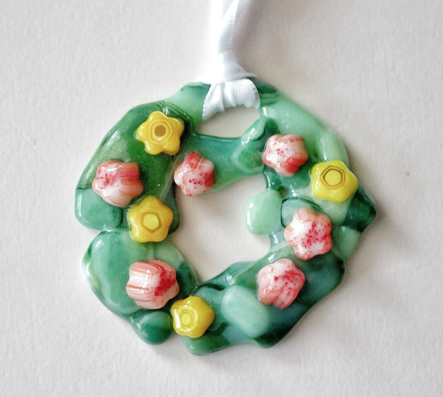 Bumpy Wreath with Pink and Yellow Flowers (Small)