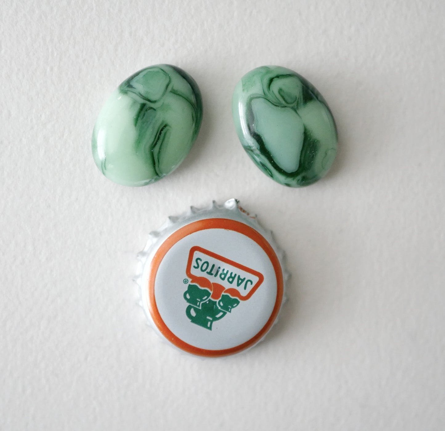 2 Mottled Green Oval Tokens