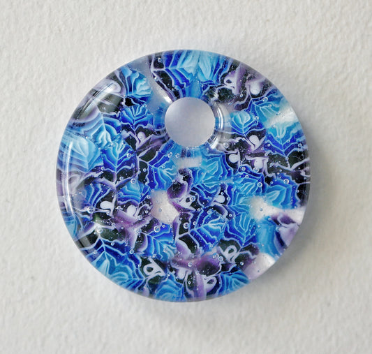 Round Pendant: Purple and Blue Leaves (PENDANT ONLY)