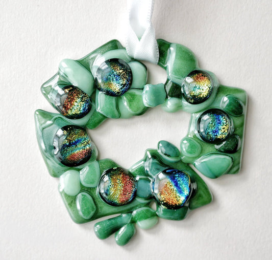 Bumpy Geometric Wreath with Dichroic Ornaments (Small)