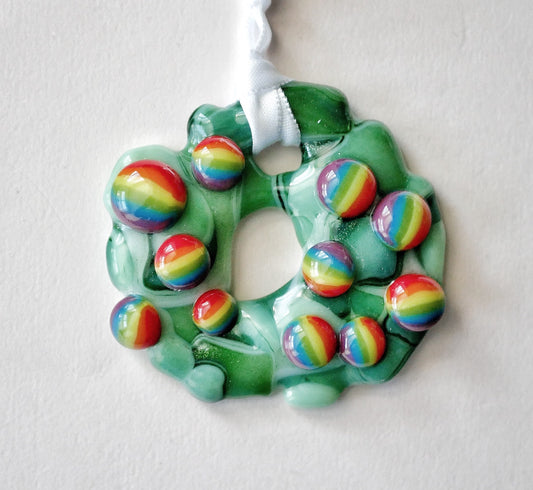 Bumpy Wreath with Rainbow Baubles (Small)