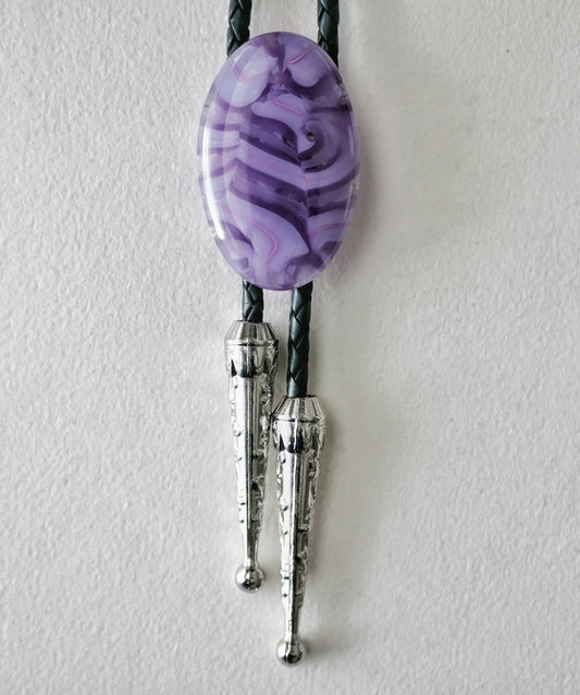 Swirling Purple Oval Bolo Tie