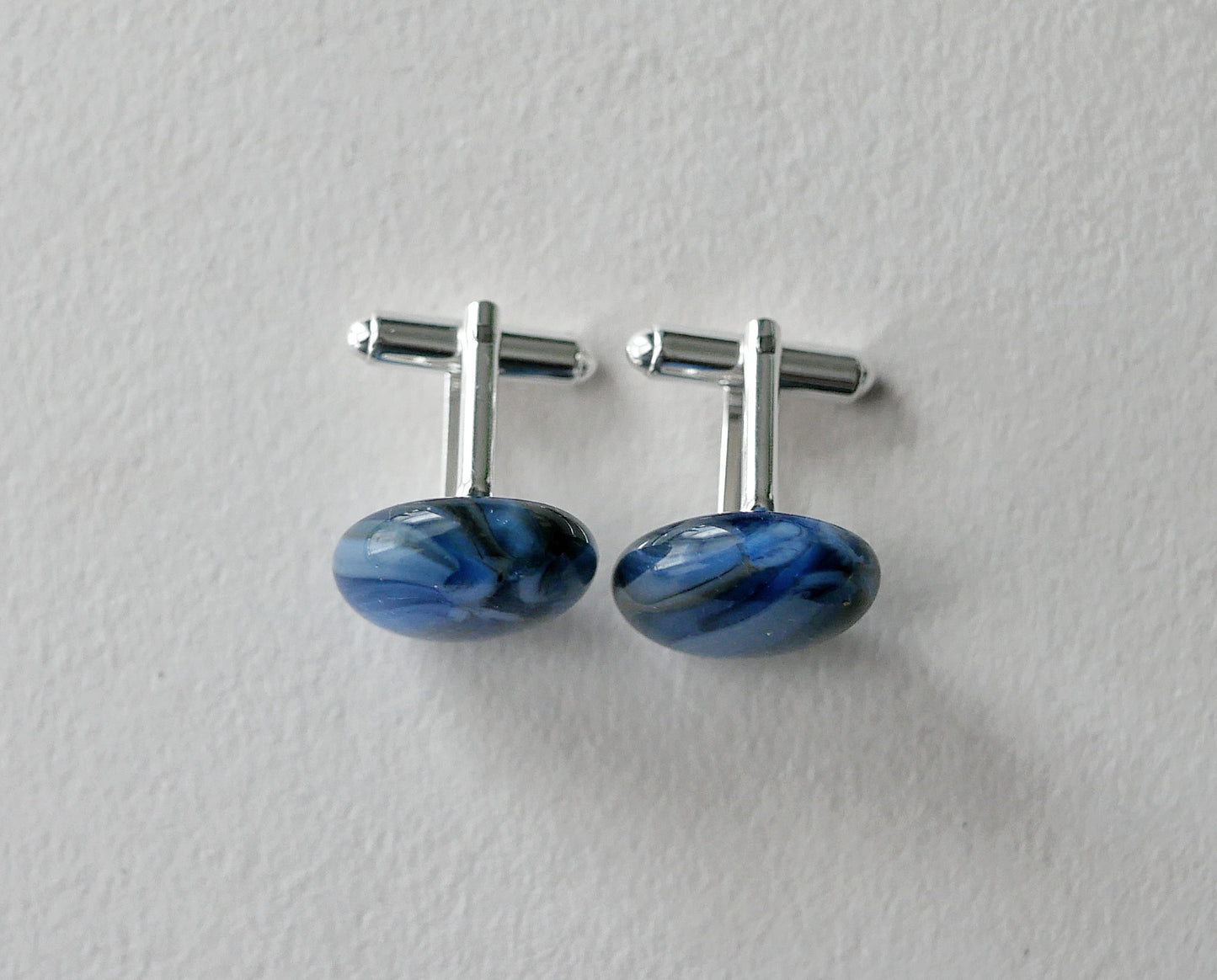 Blue Brushstroke Sterling Silver Cufflinks