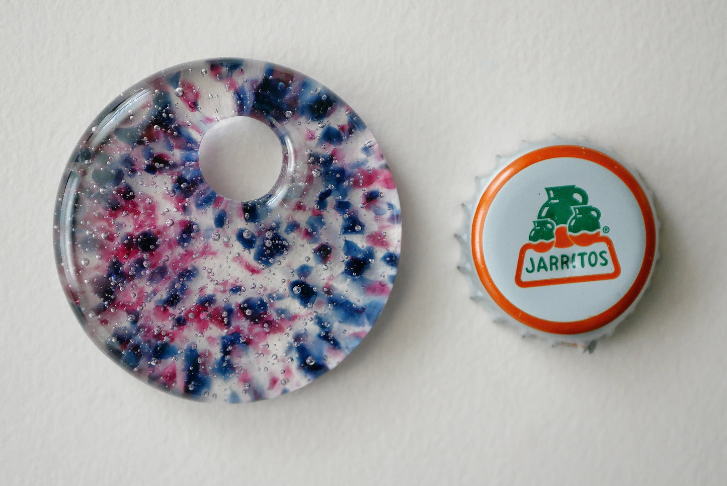 Round Pendant: Blue and Pink Confetti (PENDANT ONLY)