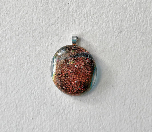 Magenta and Amber Dichroic Pendant #2 (Sterling Silver) (PENDANT ONLY)