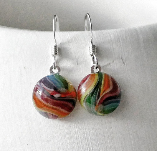 Swirling Rainbow Earrings #1