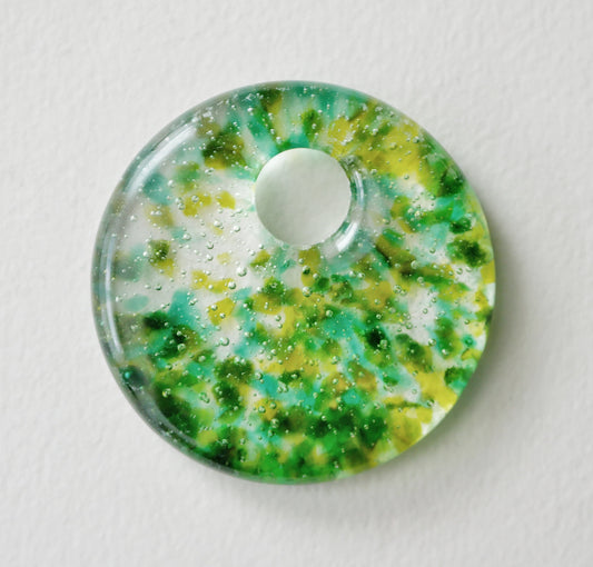 Round Pendant: Green and Yellow Confetti (PENDANT ONLY)