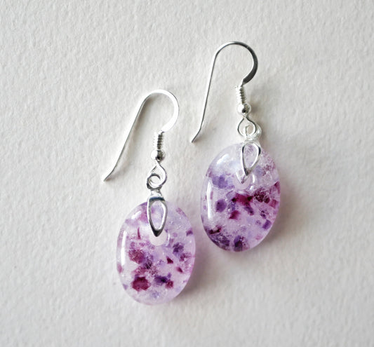 Dangly Pink Oval Earrings