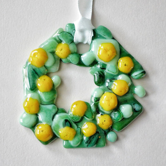 Bumpy Geometric Wreath with Blobby Yellow Flowers (Small)