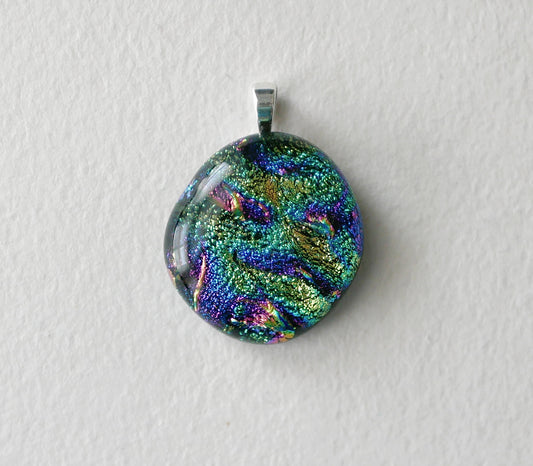 Turquoise and Purple Dichroic Pendant #3 (Sterling Silver) (PENDANT ONLY)