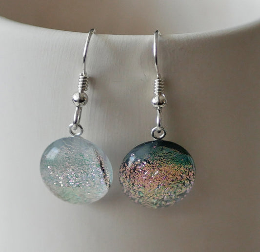 Pink Dangly Dichroic Earrings