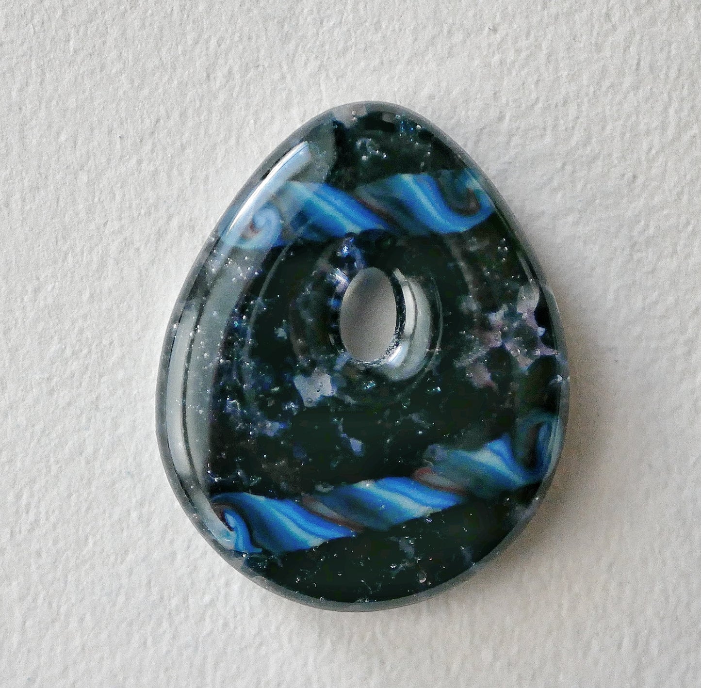 Teardrop Pendant: Blue Line on Aventurine #1 (PENDANT ONLY)