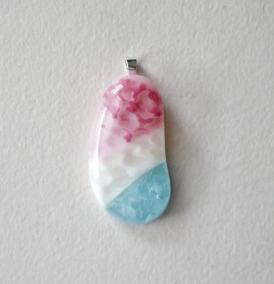 Long Trans Pride Blob Pendant #5 (PENDANT ONLY)