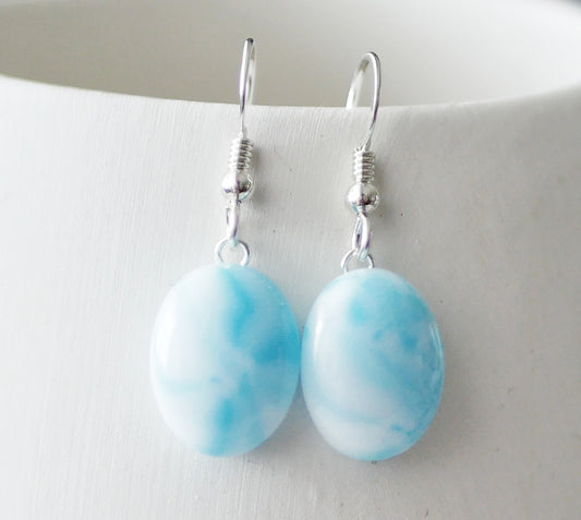 Dangly Sky Blue Brushstroke Earrings #2