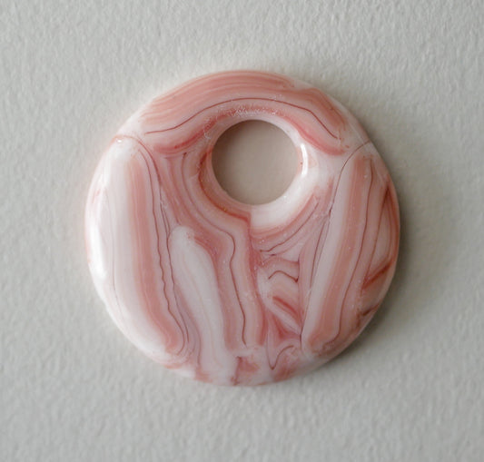 Circle Pendant: Pink and White Spectral Squiggles #1 (PENDANT ONLY)