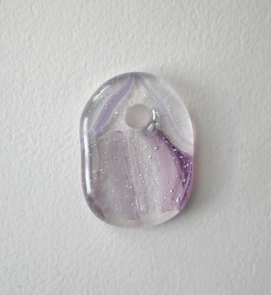 Purple and Clear Pendant with Hole #1 (PENDANT ONLY)