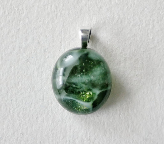 Green Aventurine Dragonskin Pendant #1 (Sterling Silver) (PENDANT ONLY)