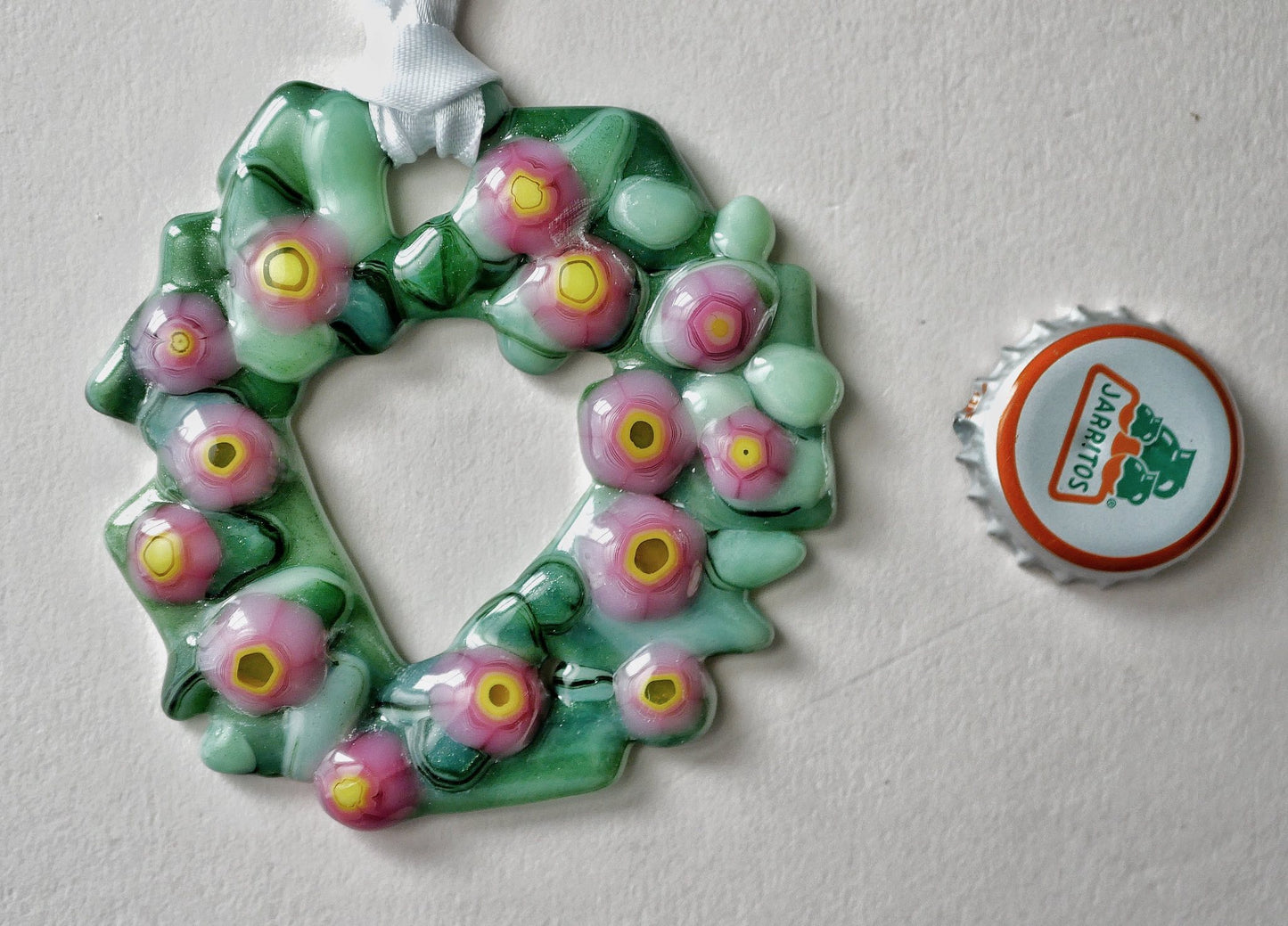 Bumpy Geometric Wreath with Pink and Yellow Flowers  (Small)