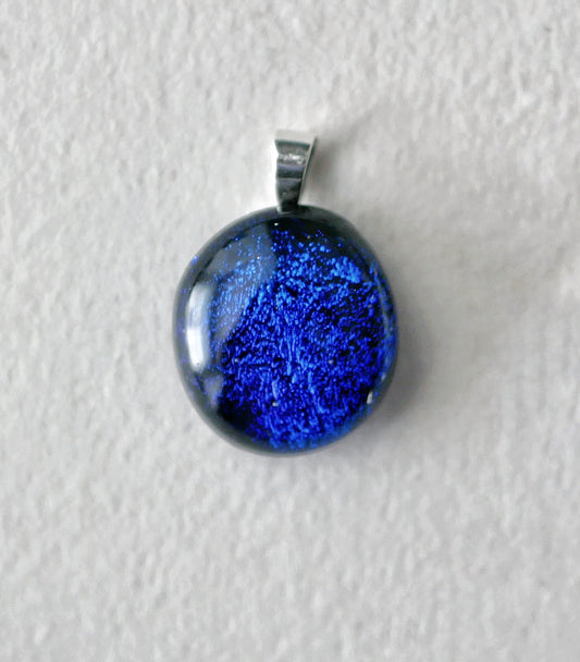 Blue Dichroic Pendant #1 (Sterling Silver) (PENDANT ONLY)