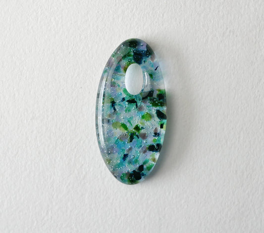 Oval Pendant: Greens and Purple (PENDANT ONLY)
