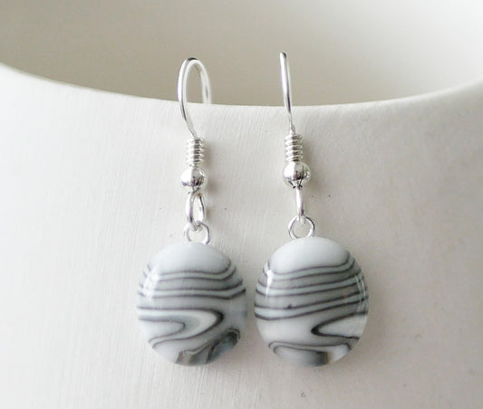 Dangly Grey and White Earrings #2