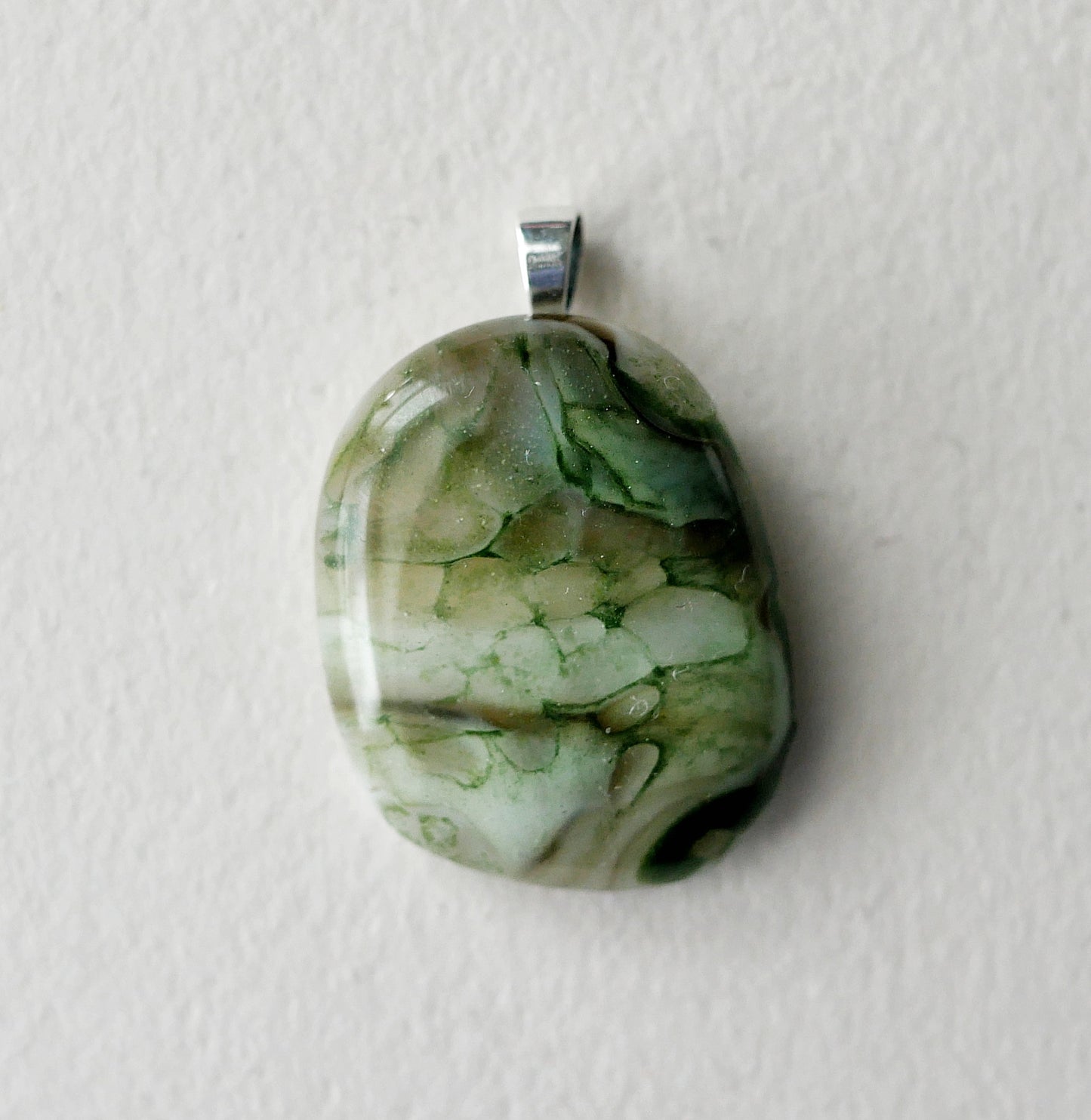 Green Aventurine and Brown Dragonskin Pendant #2 (Sterling Silver) (PENDANT ONLY)