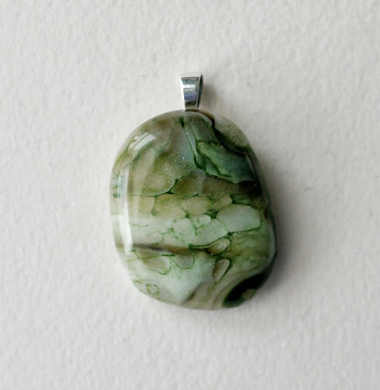 Green Aventurine and Brown Dragonskin Pendant #2 (Sterling Silver) (PENDANT ONLY)