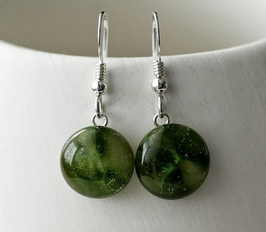 Green Aventurine and Brown Dragonskin Dangly Earrings #1
