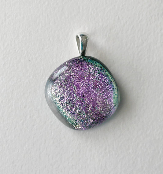 Pink Dichroic Pendant #1 (Sterling Silver) (PENDANT ONLY)