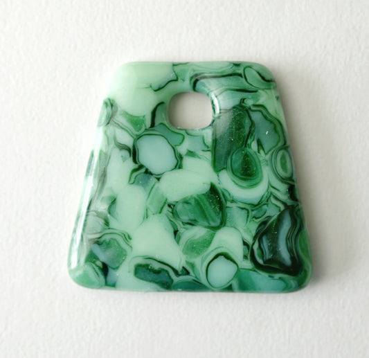 Big Trapezoid Pendant: Mottled Greens (PENDANT ONLY)