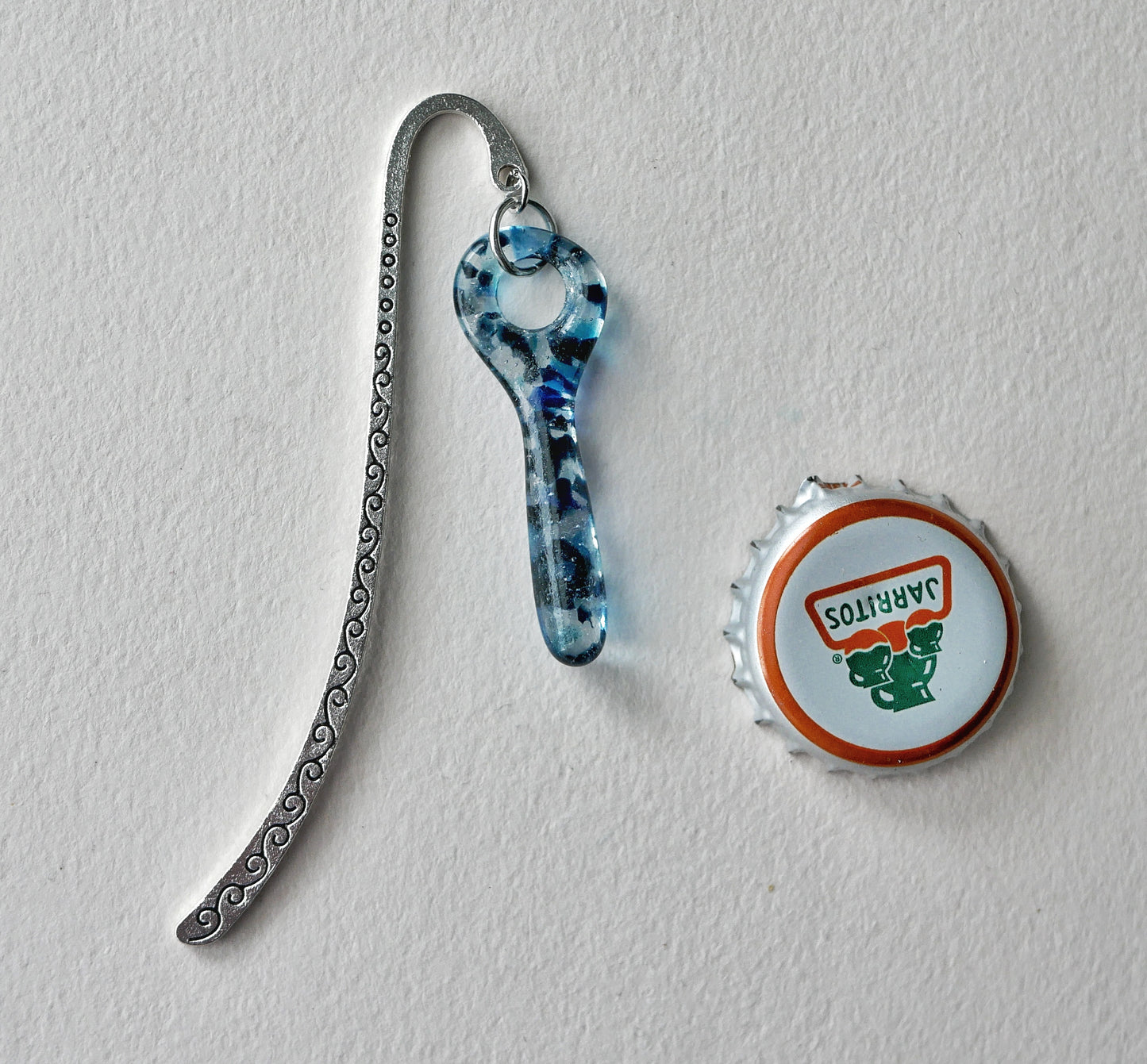 Bookmark with Blue Glass Line Dangle