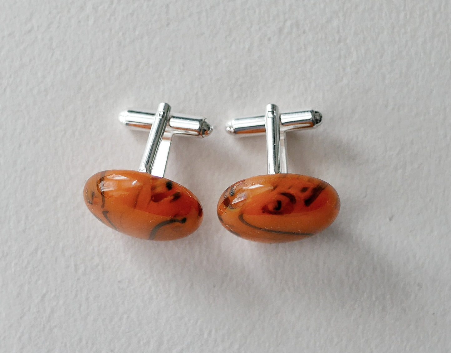 Swirling Orange Sterling Silver Cufflinks