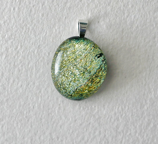 Green Dichroic Pendant #3 (Sterling Silver) (PENDANT ONLY)
