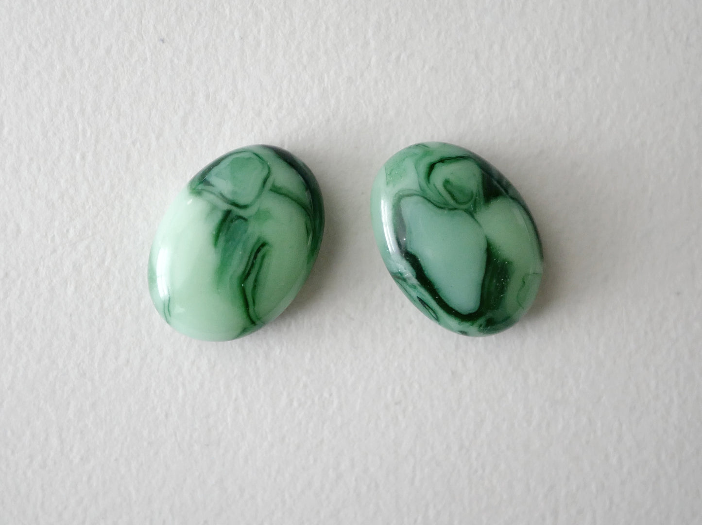 2 Mottled Green Oval Tokens