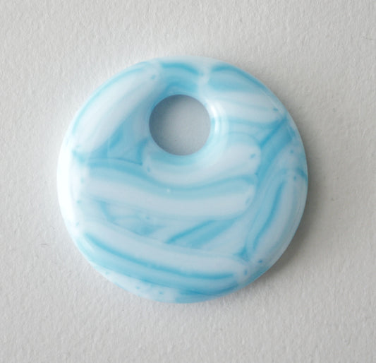 Round Pendant: Sky Blue and White Brushstrokes #1 (PENDANT ONLY)