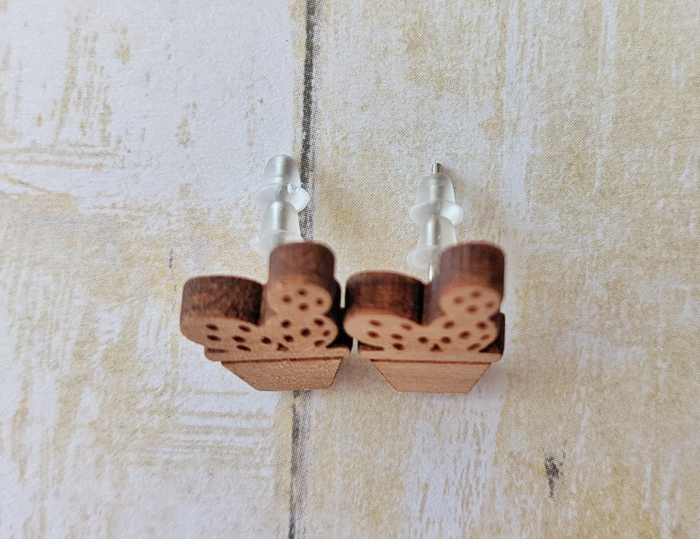 Cactus (Prickly Pear) Wooden Earring Studs