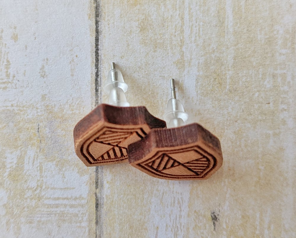 Shield Wooden Earring Studs
