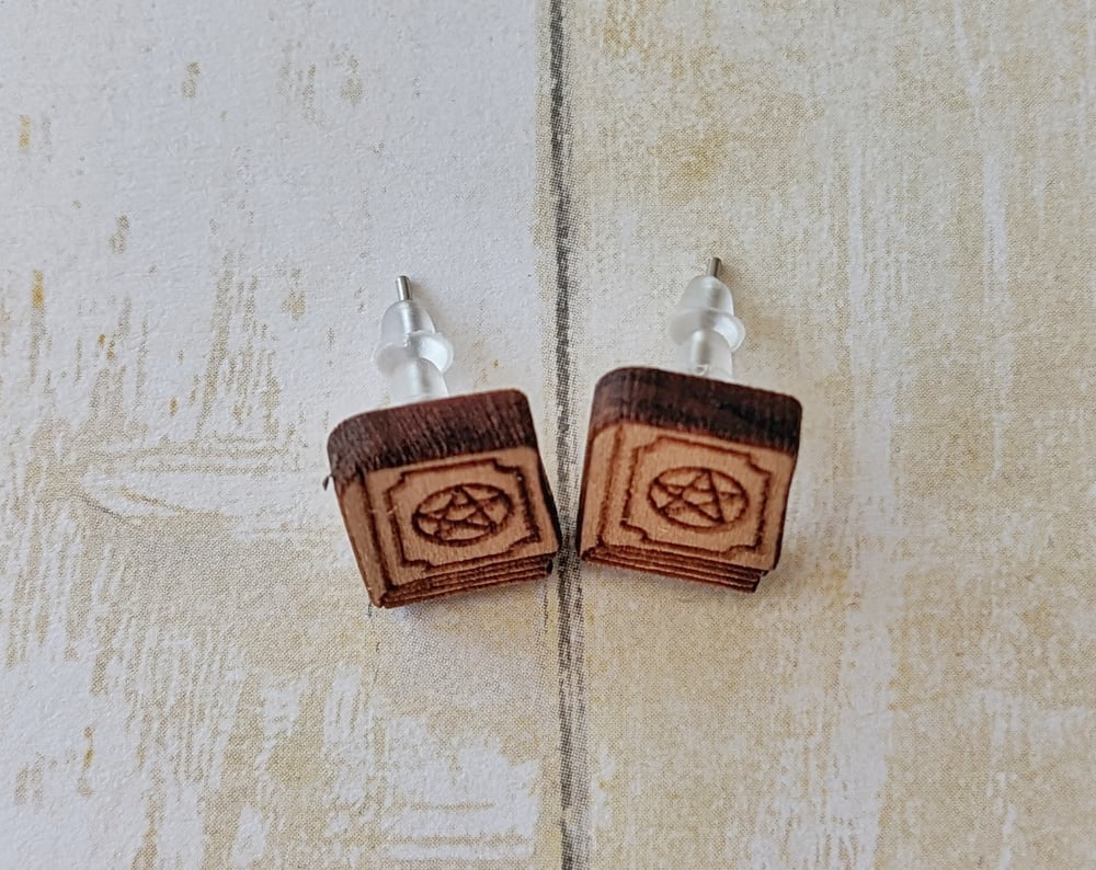 Grimoire Wooden Earring Studs